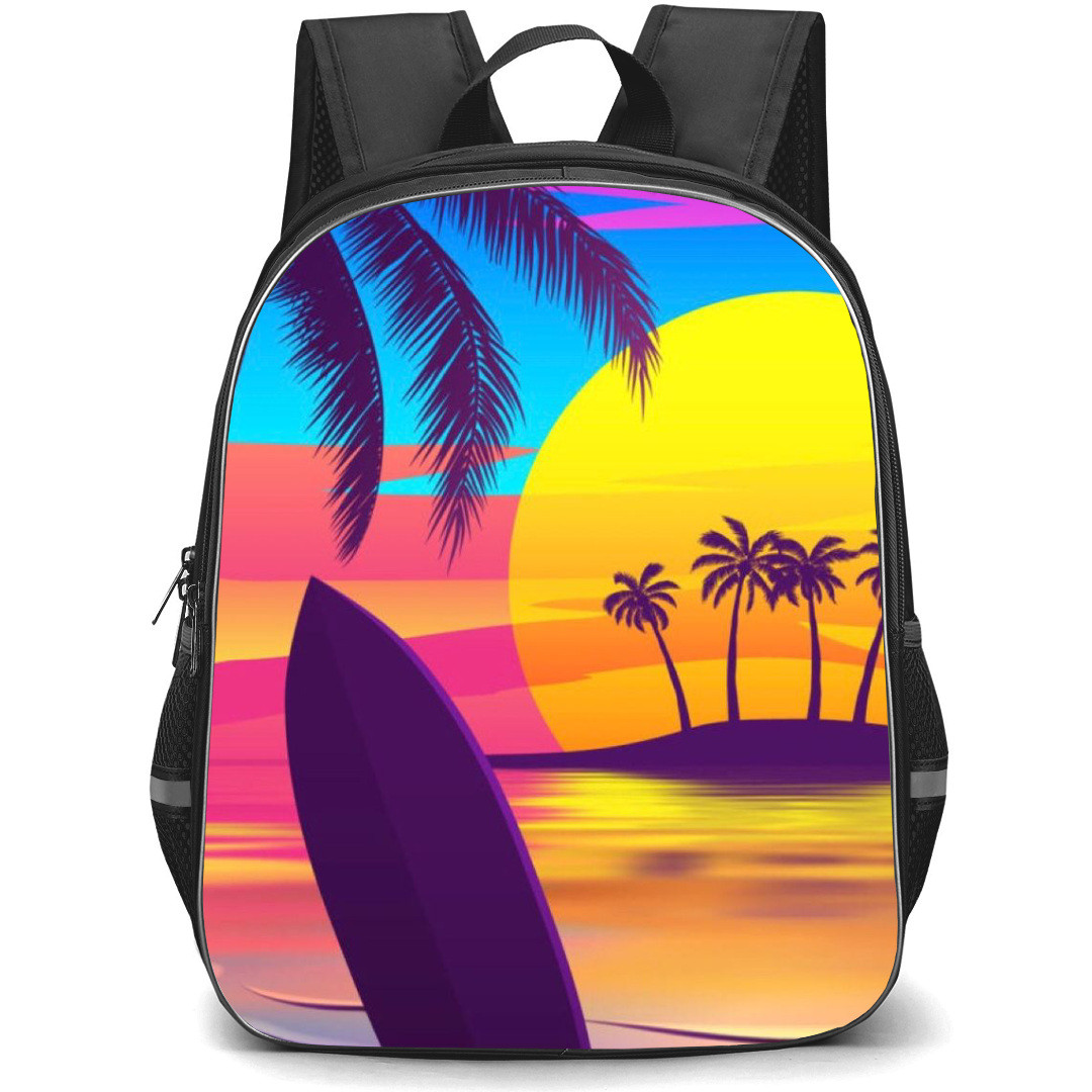 Surfing Backpack StudentPack - Surfing Beach Sunset Pop Art Poster