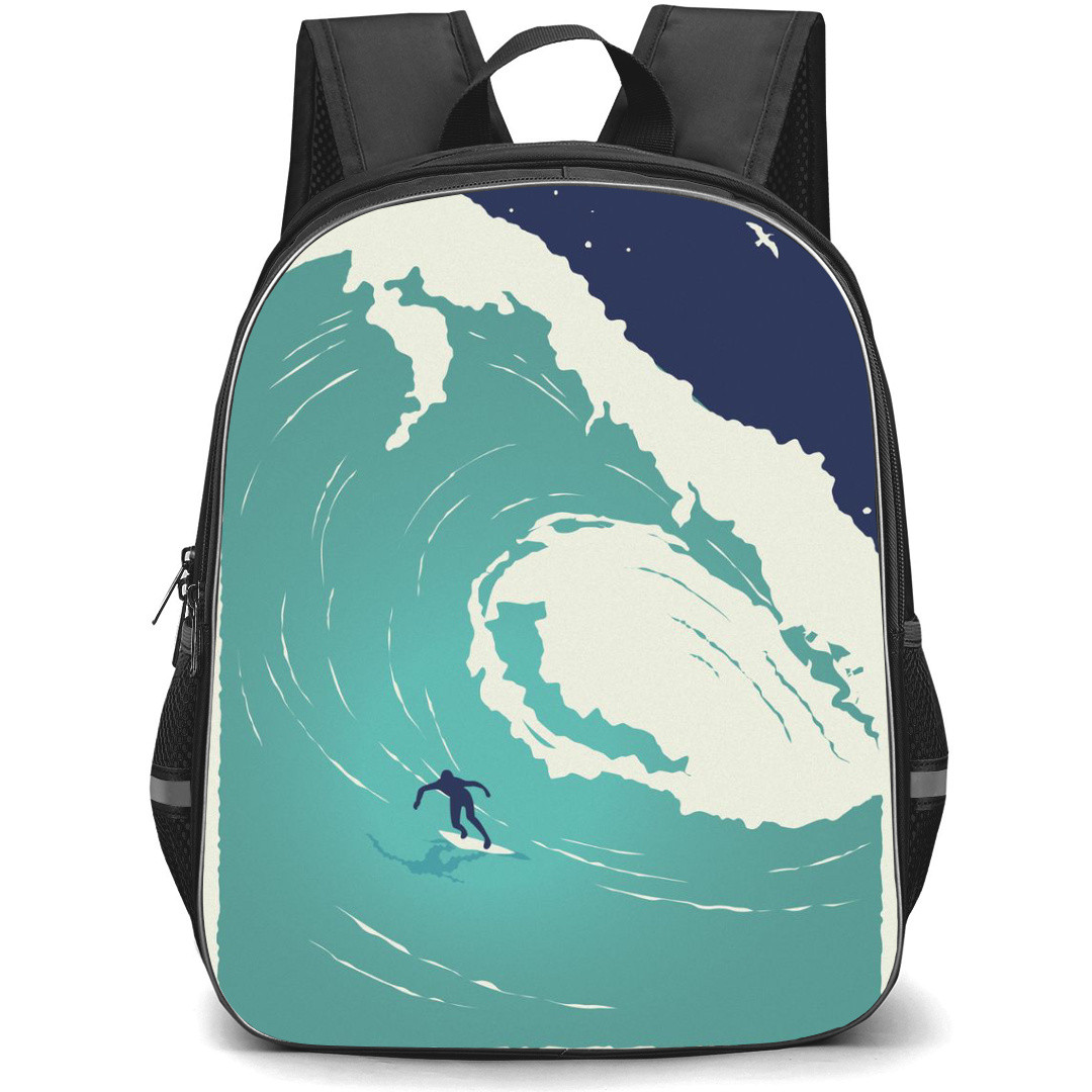 Surfing Backpack StudentPack - Surfing The big wave - Duotone illustration Sticker