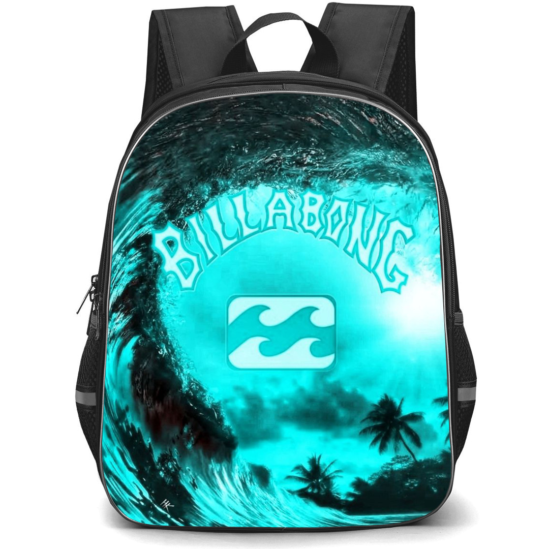 Surfing Billabong Backpack StudentPack - Surfing Billabong Logo On Blue Wave Background