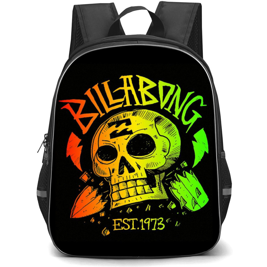 Surfing Billabong Backpack StudentPack - Surfing Billabong Skull Logo On Black Background