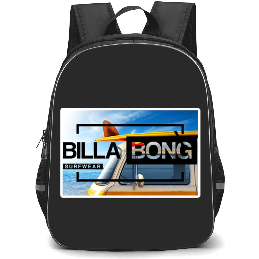 Surfing Billabong Backpack StudentPack - Surfing Billabong Surfwear Logo On Orange Red Texture Black Background