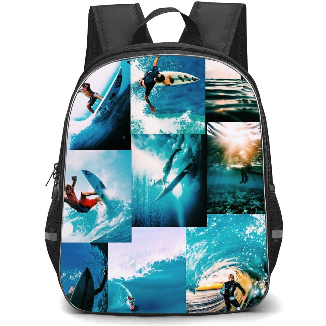 Surfing Backpack StudentPack - Surfing Blue Aesthetic Surfing Picture Collage