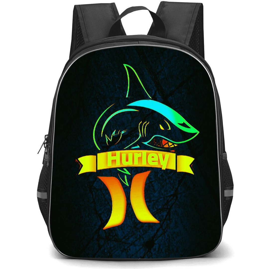Surfing Hurley Backpack StudentPack - Surfing Hurley Logo With Shark On Dark Background