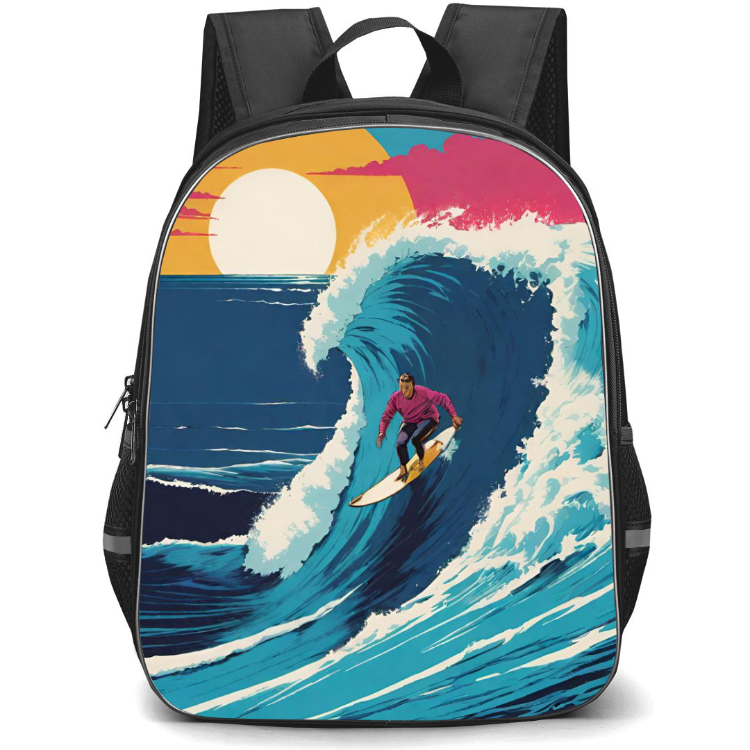 Surfing Backpack StudentPack - Surfing Sunset Illustration Art Poster