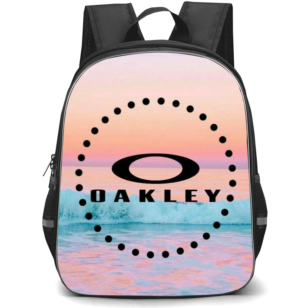 Surfing Oakley Backpack StudentPack - Surfing Oakley Logo On Sunset Beach Background