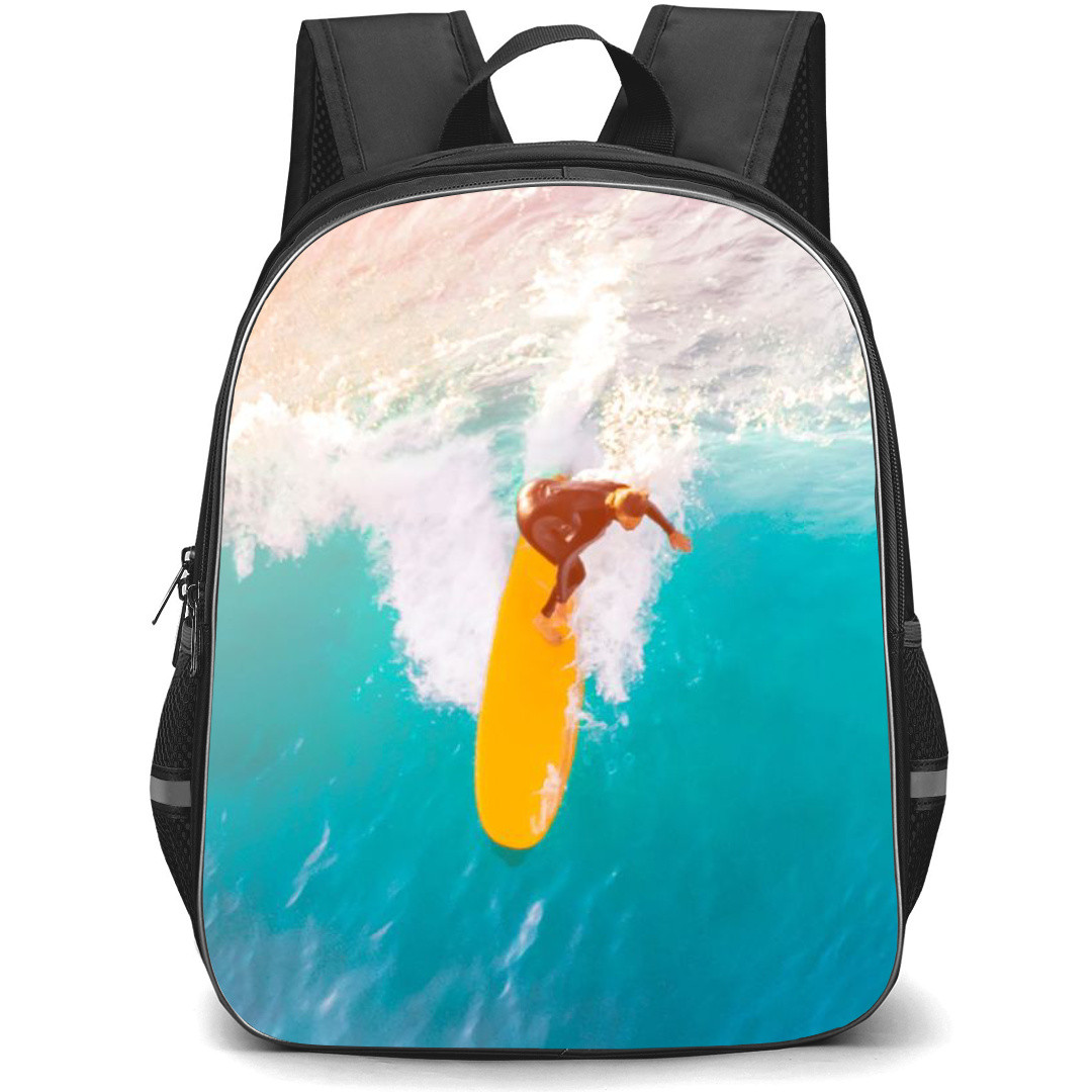 Surfing Backpack StudentPack - Surfing On Ocean Dron Shot Poster