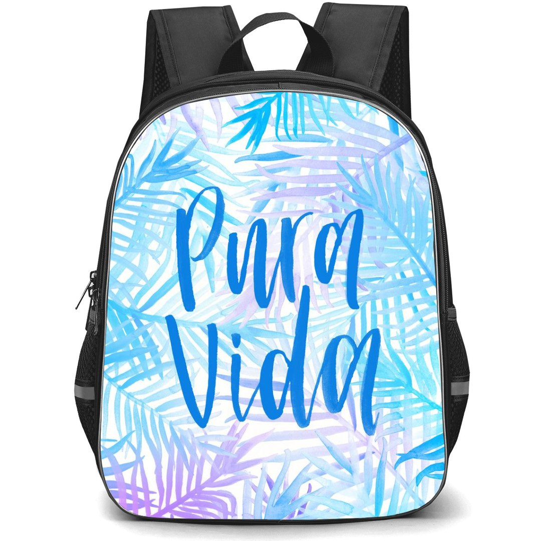 Surfing Pura Vida Backpack StudentPack - Surfing Pura Vida Blue and Purple Leaf Poster