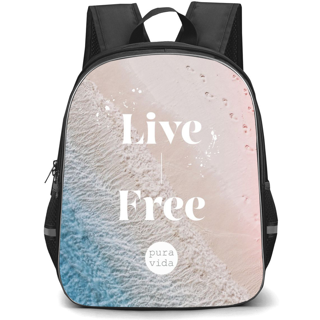 Surfing Pura Vida Backpack StudentPack - Surfing Pura Vida Live Free Beach Wave Background