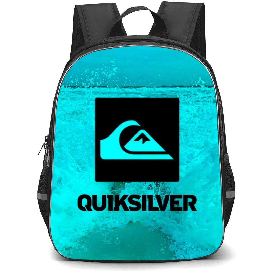 Surfing Quiksilver Backpack StudentPack - Surfing Quiksilver Logo On Blue Wave Poster