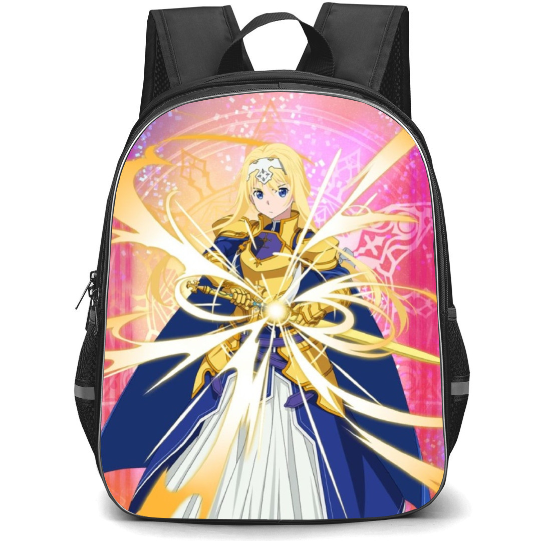 Sword Art Online Alice Zuberg Backpack Student Pack - Alice Zuberg Drawing Weapon Pink Background