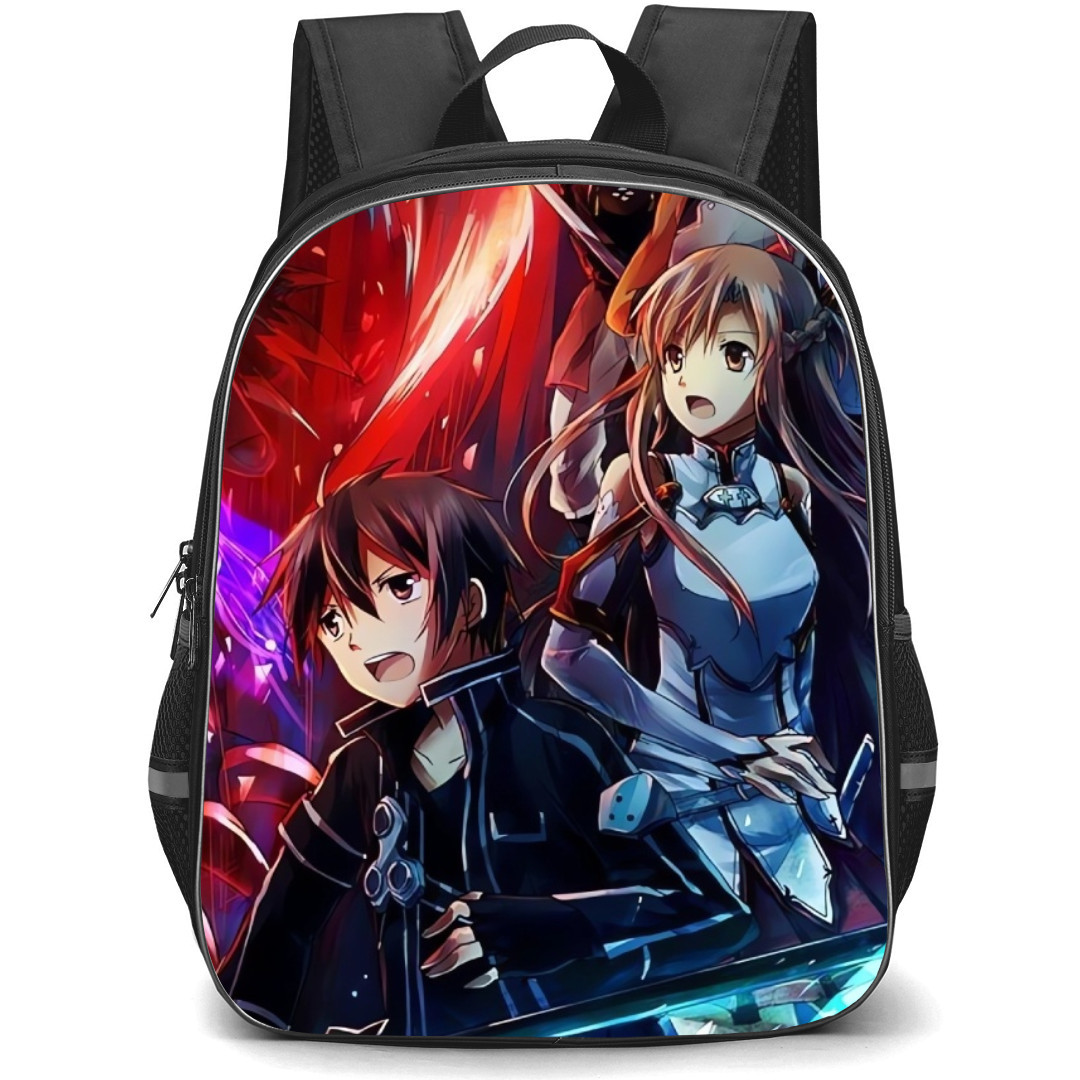 Sword Art Online Backpack Student Pack - Characters Stunned Red Blue Neon Background