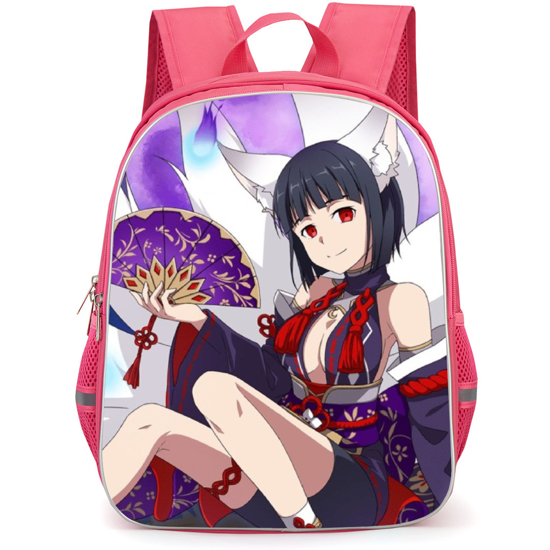 Sword Art Online Kirigaya Suguha Backpack Student Pack - Kirigaya Suguha Holding Fan Violet Moon Background