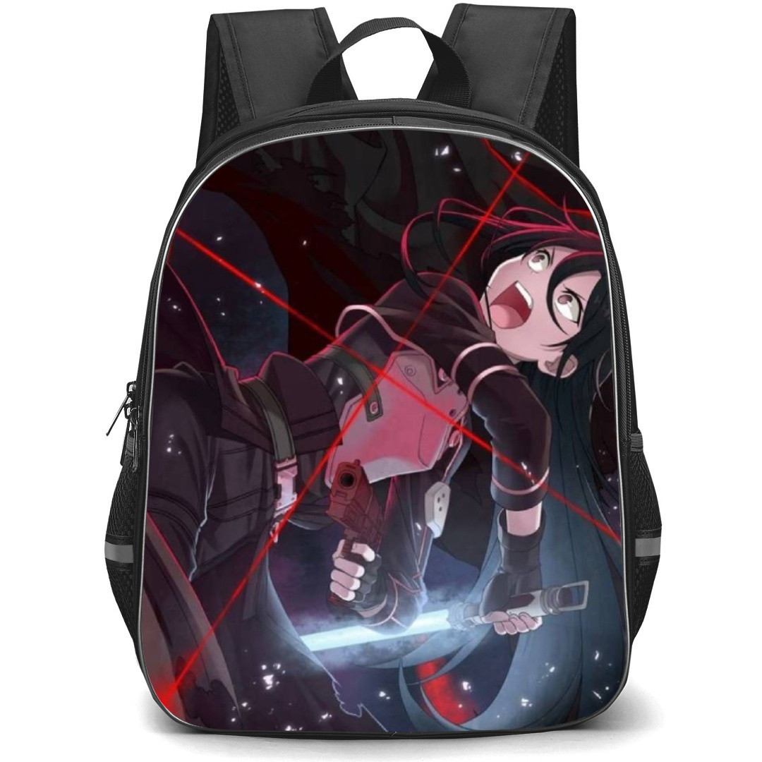 Sword Art Online Kirito Backpack Student Pack - Kirito Attacking Monster Red Lines Illustration