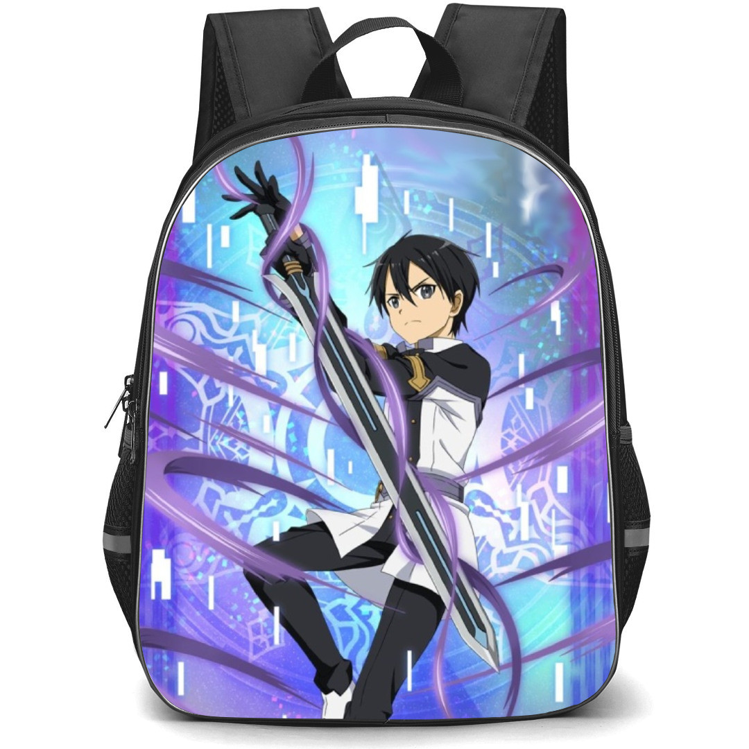 Sword Art Online Kirito Backpack Student Pack - Kirito Holding Sword Violet Flare Anime
