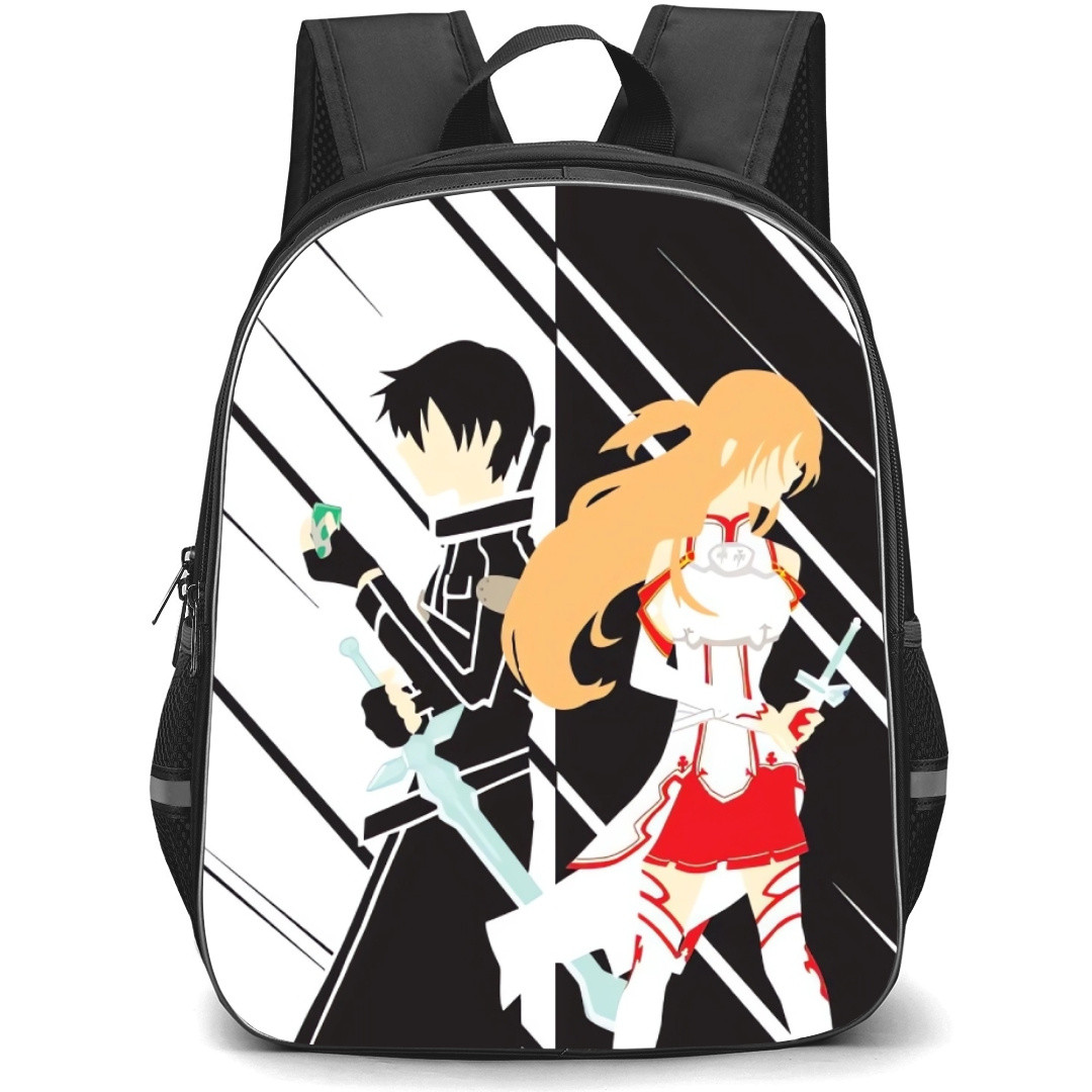 Sword Art Online Kirito & Asuna Backpack Student Pack - Kirito & Asuna Minimalist Illustration