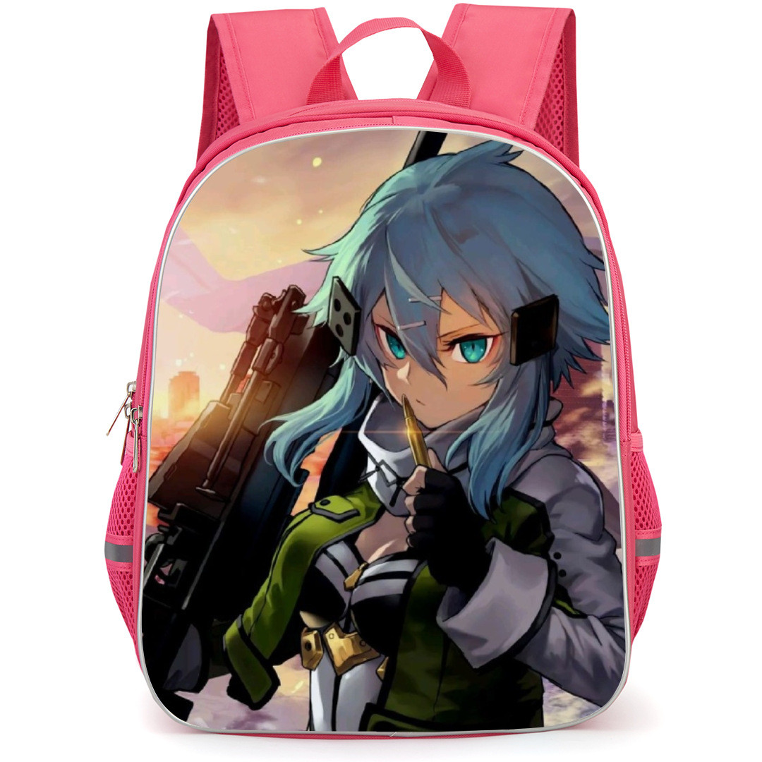 Sword Art Online Sinon Backpack Student Pack - Sinon Holding Weapon And Bullet Pose