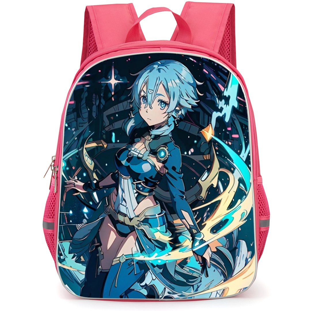 Sword Art Online Sinon Backpack Student Pack - Sinon Standing Pose Blue Power Background