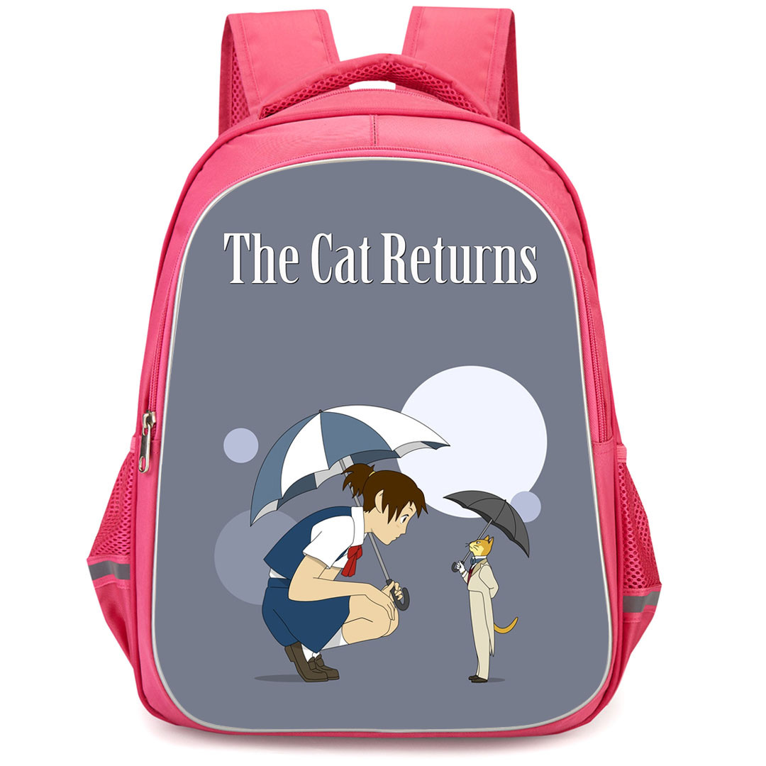 The Cat Returns Backpack StudentPack - The Cat Returns Haru And Baron Holding Umbrella On Gray Background