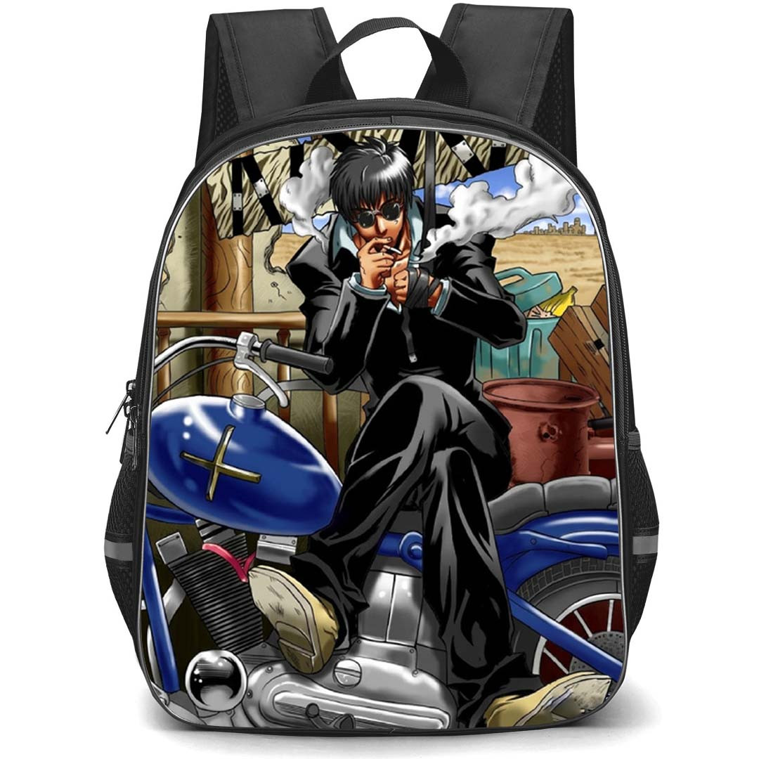 Trigun Stargaze Nicholas D. Wolfwood Backpack School Bag StudentPack - Nicholas D. Wolfwood Lighting A Cigarette Portrait