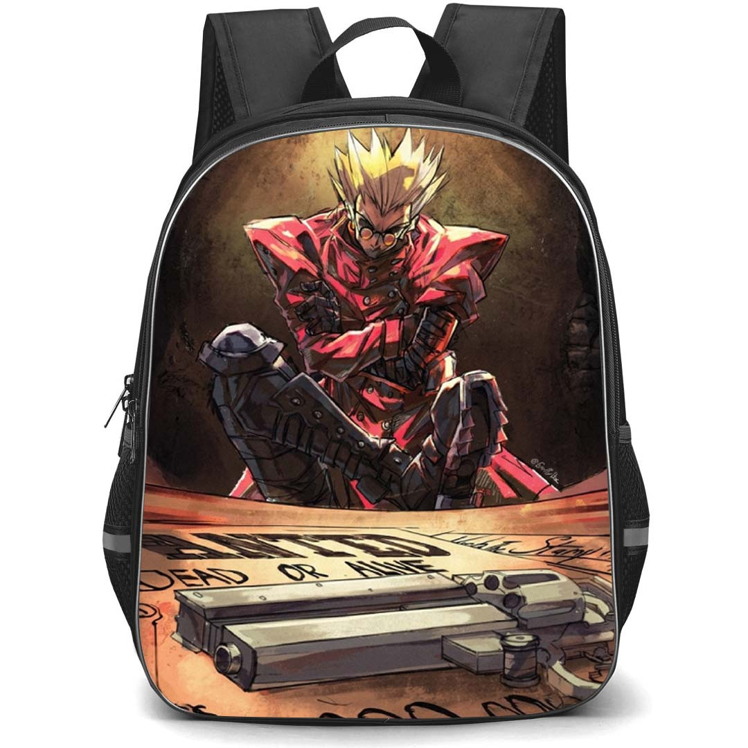 Trigun Stargaze Vash The Stampede Backpack School Bag StudentPack - Vash The Stampede Sitting Fierce Portrait Brush Art