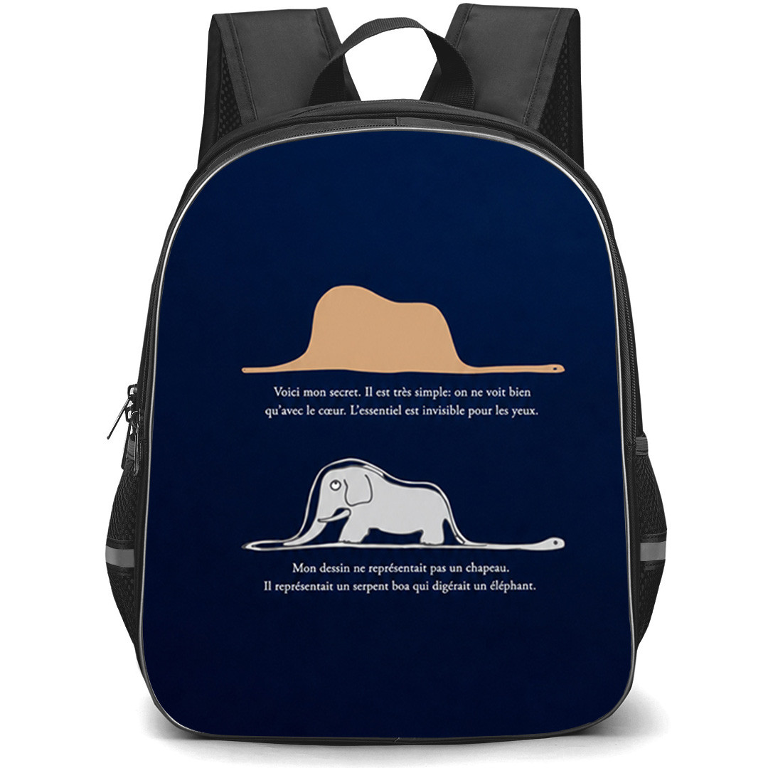 The Little Prince Backpack School Bag StudentPack - The Little Prince Boa Constrictor Elephant Minimalist Art Poster