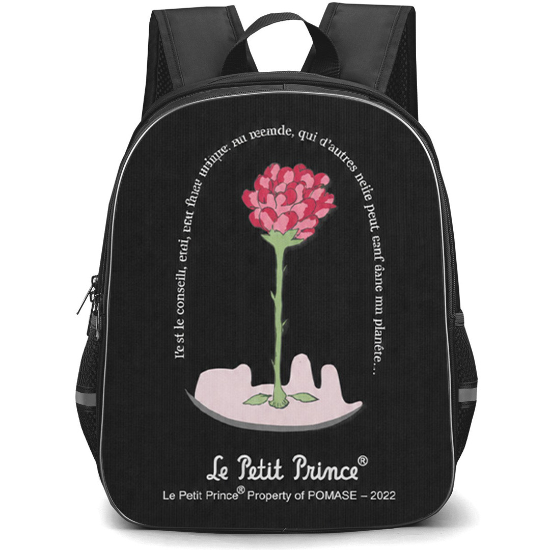 The Little Prince The Rose Backpack School Bag StudentPack - The Rose Minimal Illustration On Black Background
