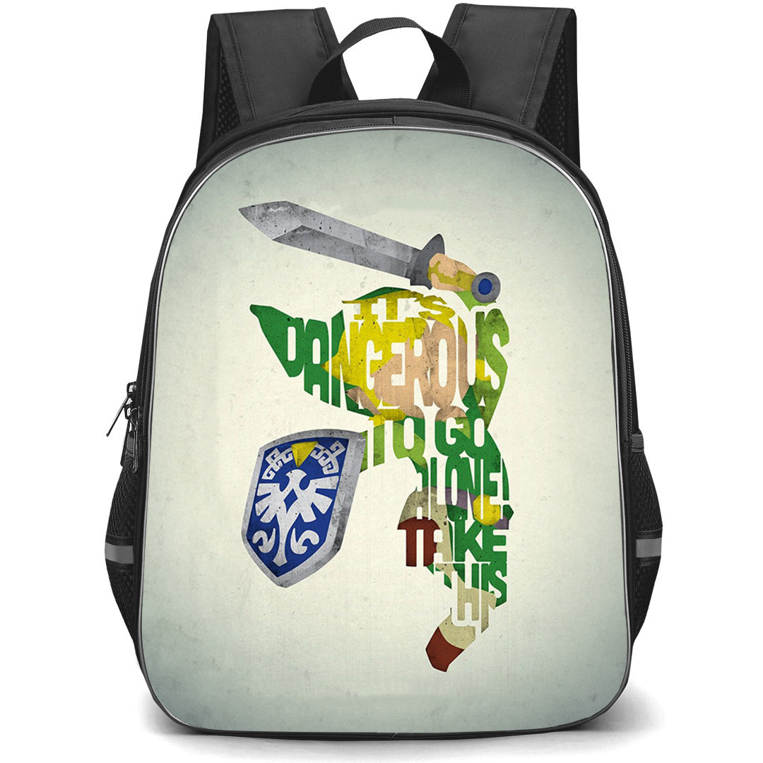The Legend Of Zelda Link Backpack StudentPack - Link Typography Poster