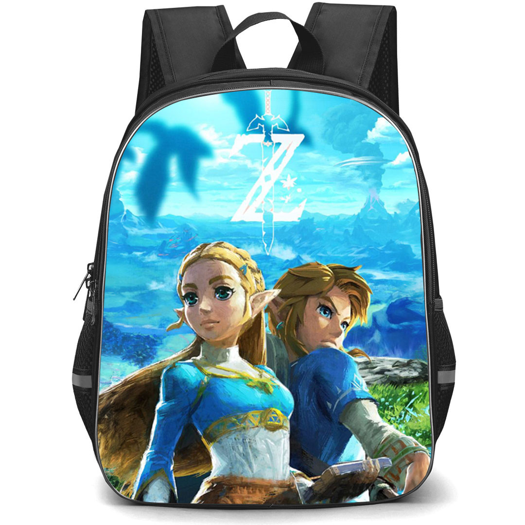 The Legend Of Zelda Backpack StudentPack - Princess Zelda And Link Oil Paint