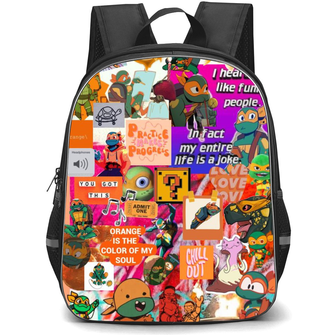 Teenage Mutant Ninja Turtles Michelangelo Backpack StudentPack - Michelangelo Collage On Orange Background