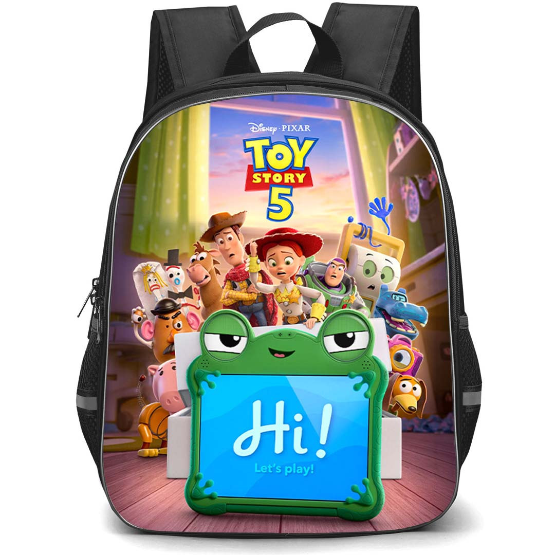 Toy Story 5 Backpack School Bag StudentPack - Toy Story 5 Frog Tablet Saying Hi Crew Poster