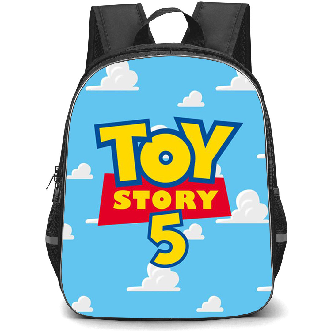 Toy Story 5 Backpack School Bag StudentPack - Toy Story 5 Logo On Cloud Pattern Art Background