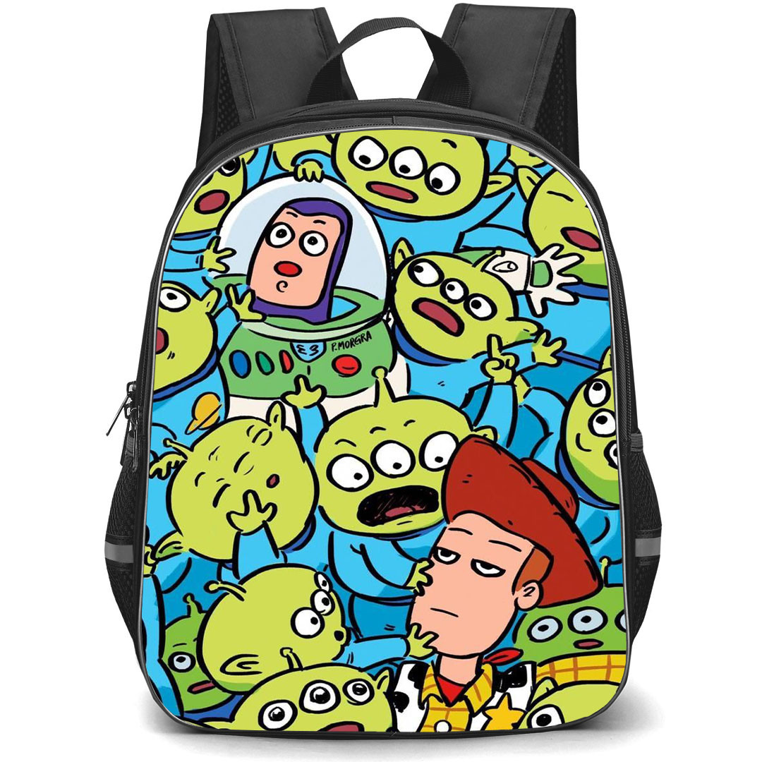 Toy Story Backpack StudentPack - Woody Buzz And Aliens Cartoon Art