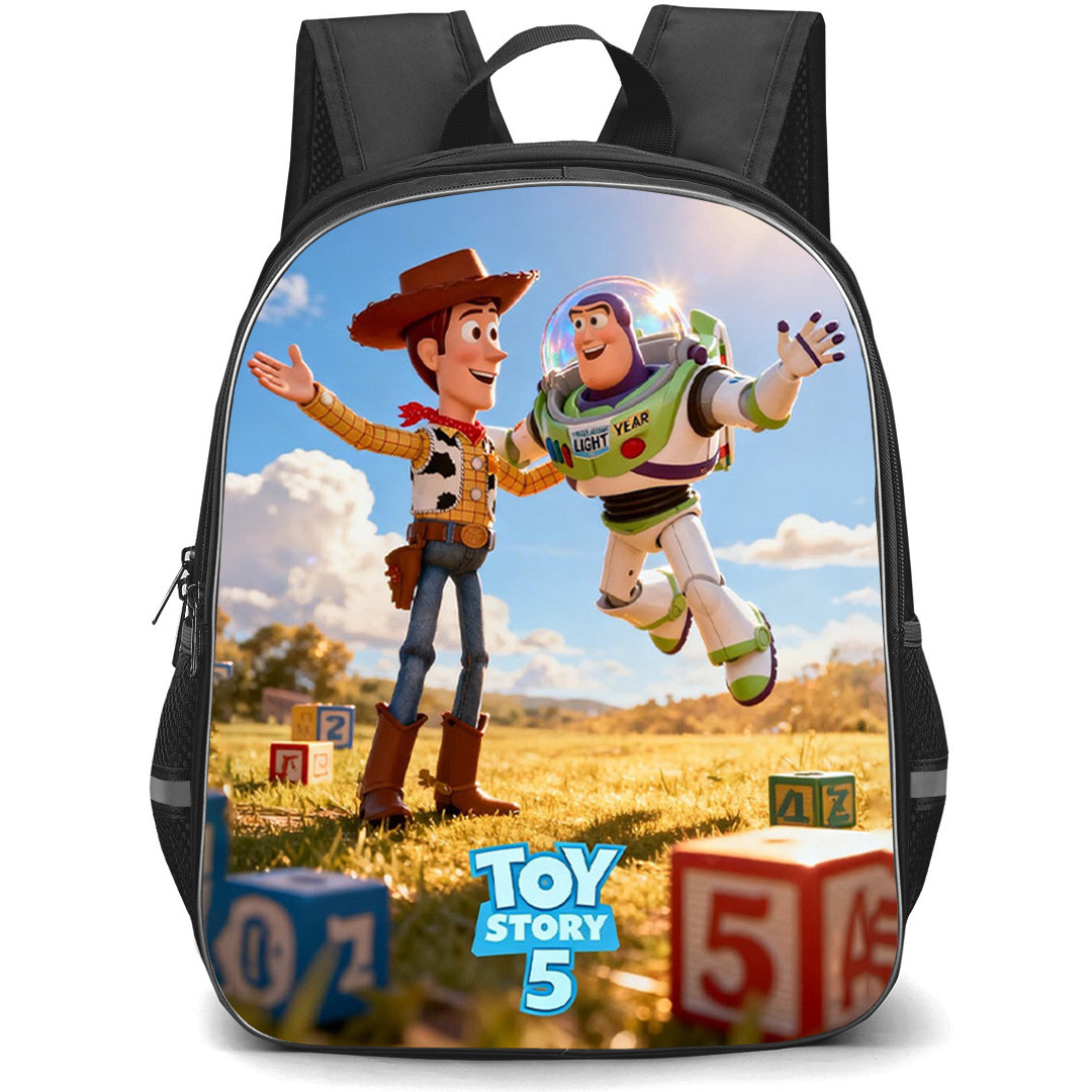 Toy Story 5 Backpack School Bag StudentPack - Toy Story 5 Woody And Flying Buzz Lightyear Poster