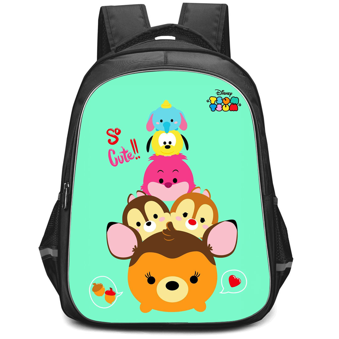 Disney Tsum Tsum Backpack StudentPack - Disney Tsum Tsum Cute Character On Green Background