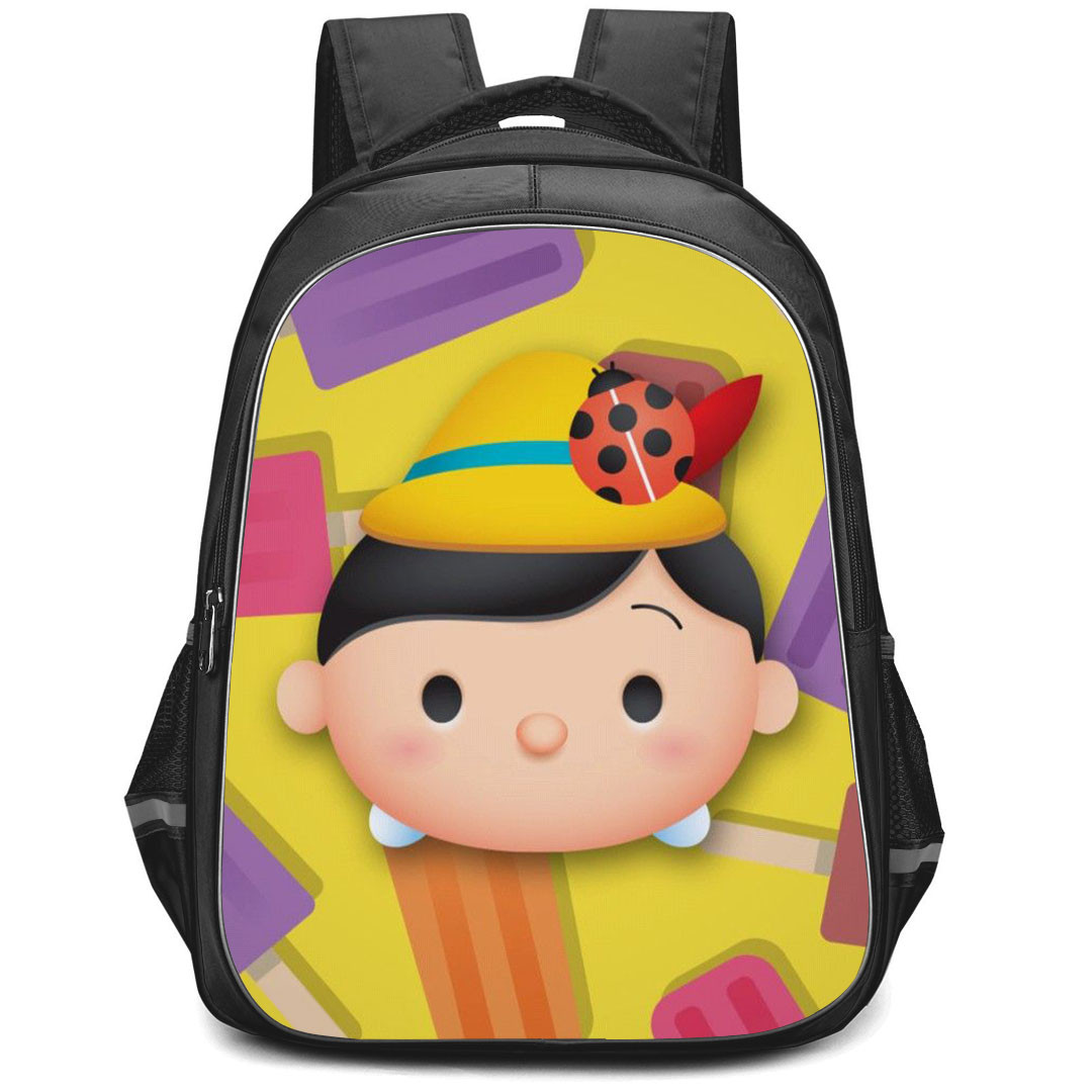 Disney Tsum Tsum Pinocchio Backpack StudentPack - Pinocchio Avatar On Colored Ice Cream Background