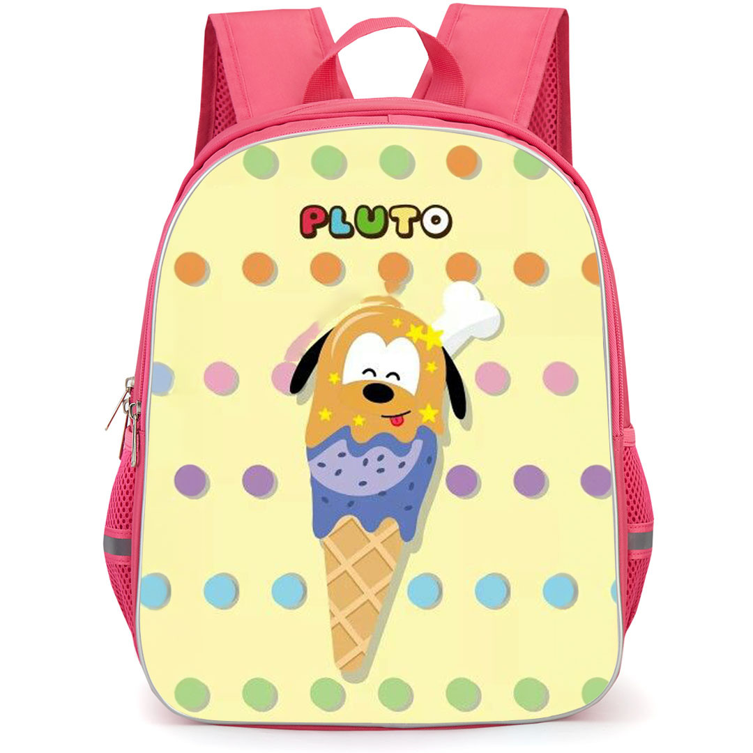 Disney Tsum Tsum Pluto Backpack StudentPack - Pluto Ice Cream On Polka Dot Yellow Background