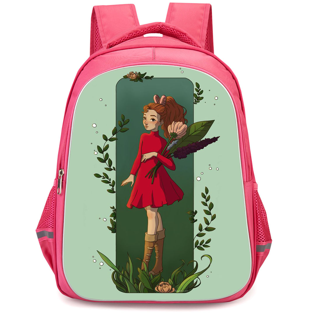 The Secret World of Arrietty Backpack StudentPack - Arrietty Standing And Holding Flower On Green Background