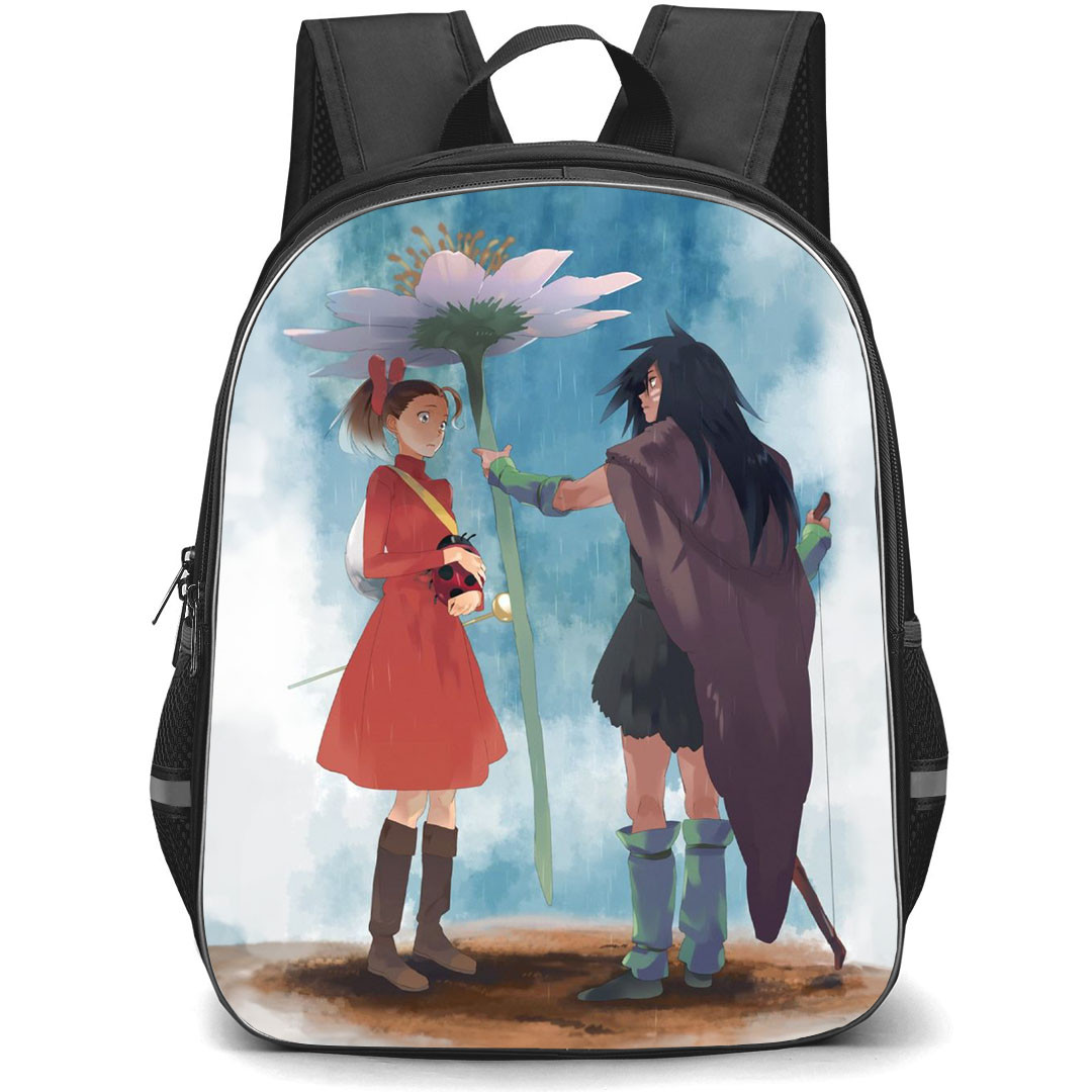 The Secret World of Arrietty Backpack StudentPack - The Secret World of Arrietty And Spiller Holding Flower In The Rain