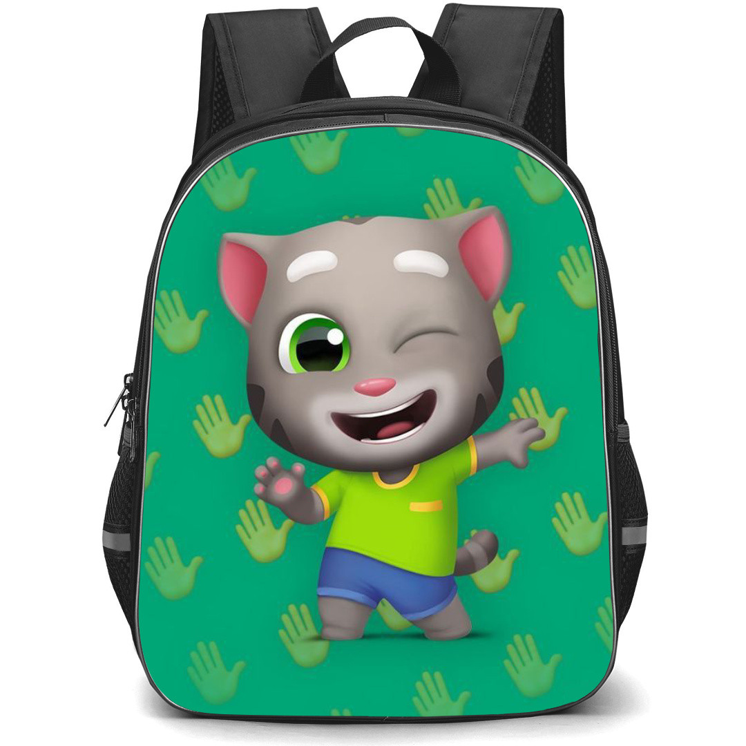 Talking Tom Backpack StudentPack - Talking Tom On High Fives Green Background