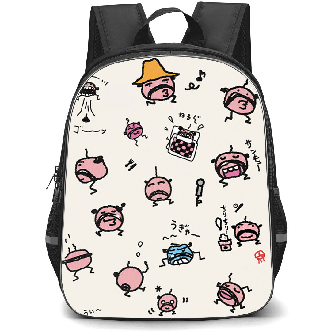 Tamagotchi Backpack School Bag StudentPack - Tamagotchi Retro Cartoon Expression Pattern Poster