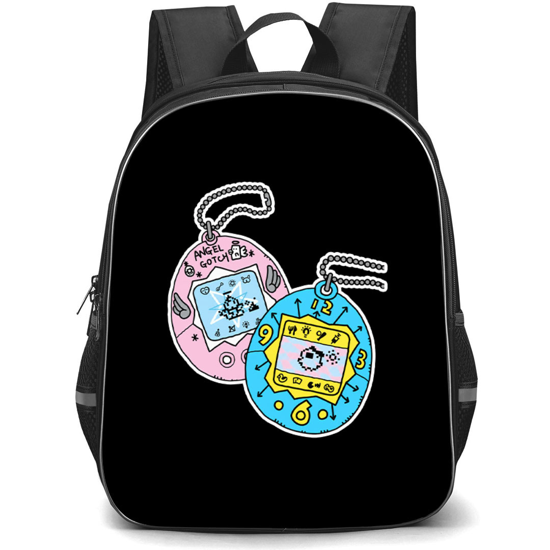Tamagotchi Backpack School Bag StudentPack - Tamagotchi Retro Digital Pet Keychain Collection Art Sticker