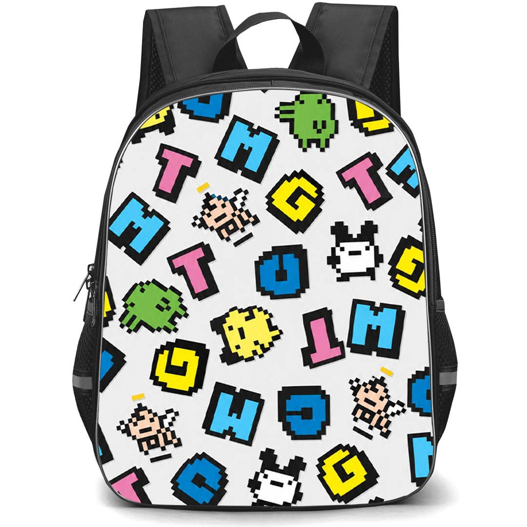 Tamagotchi Backpack School Bag StudentPack - Tamagotchi Retro Pixel Art Collage Poster