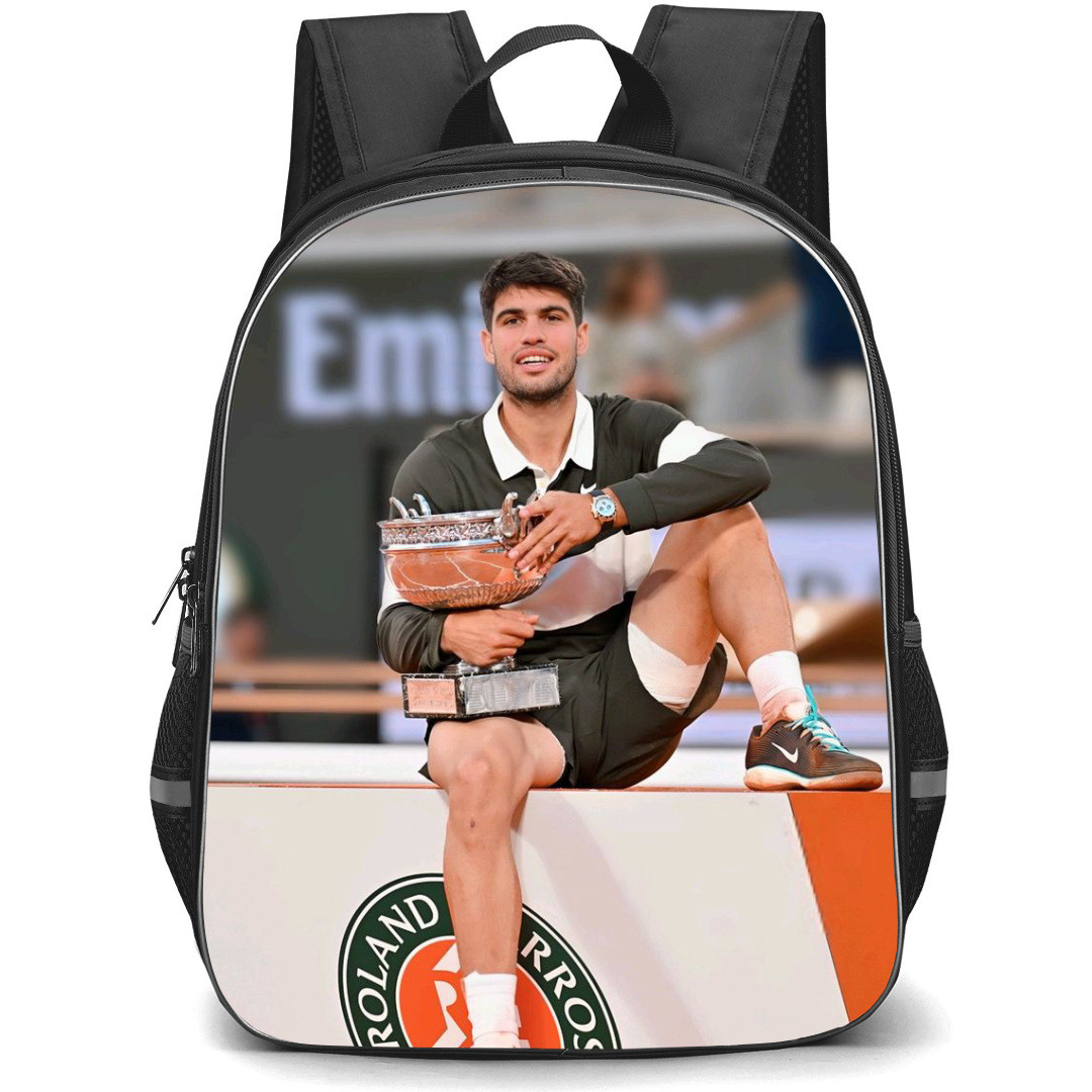 Carlos Alcaraz Backpack School Bag StudentPack - Carlos Alcaraz Holding Trophy Portrait
