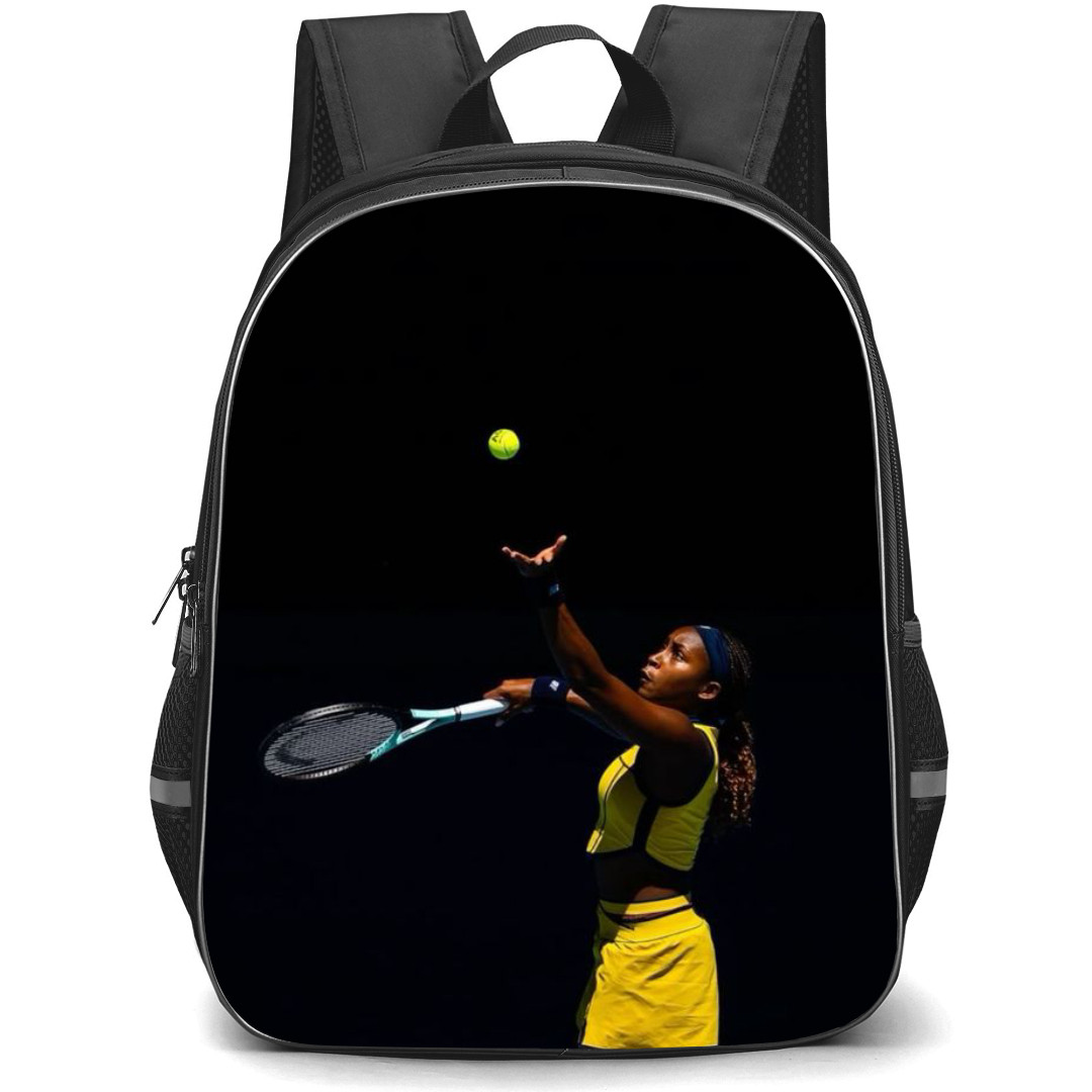 Coco Gauff Backpack School Bag StudentPack - Coco Gauff Serving Ball Side Portrait