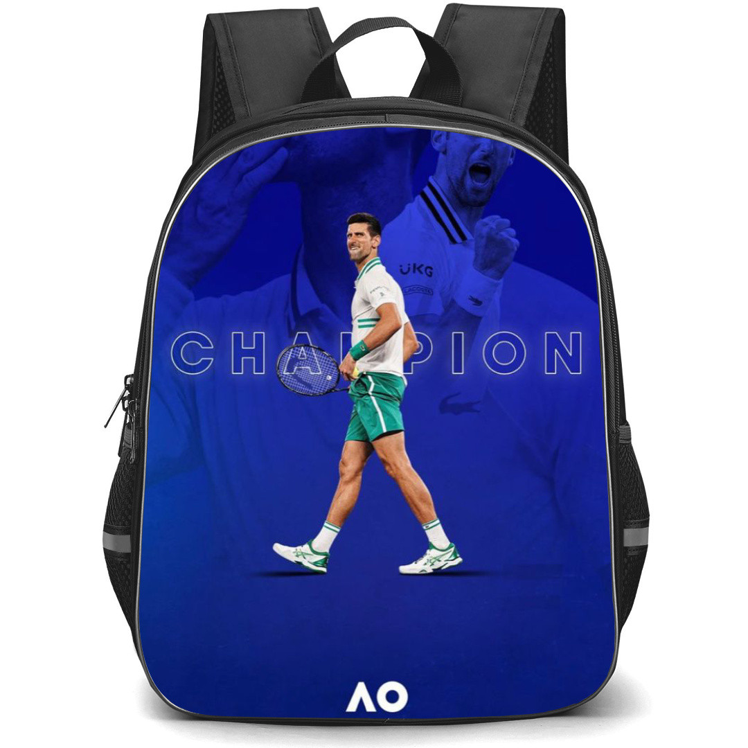 Novak Djokovic Backpack StudentPack - Novak Djokovic Celebrates Blue Background