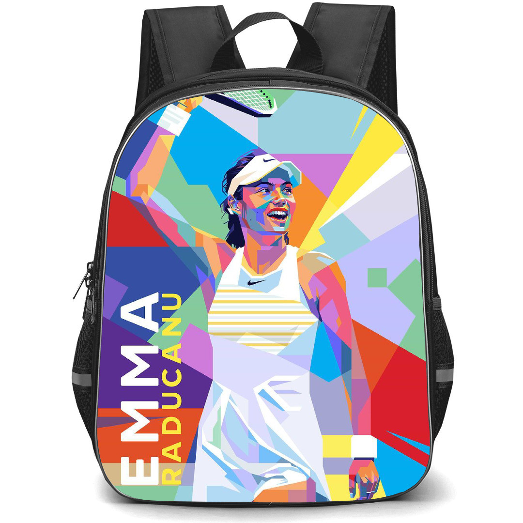Emma Raducanu Backpack School Bag StudentPack - Emma Raducanu Wave Smile Portrait Wpap Poster
