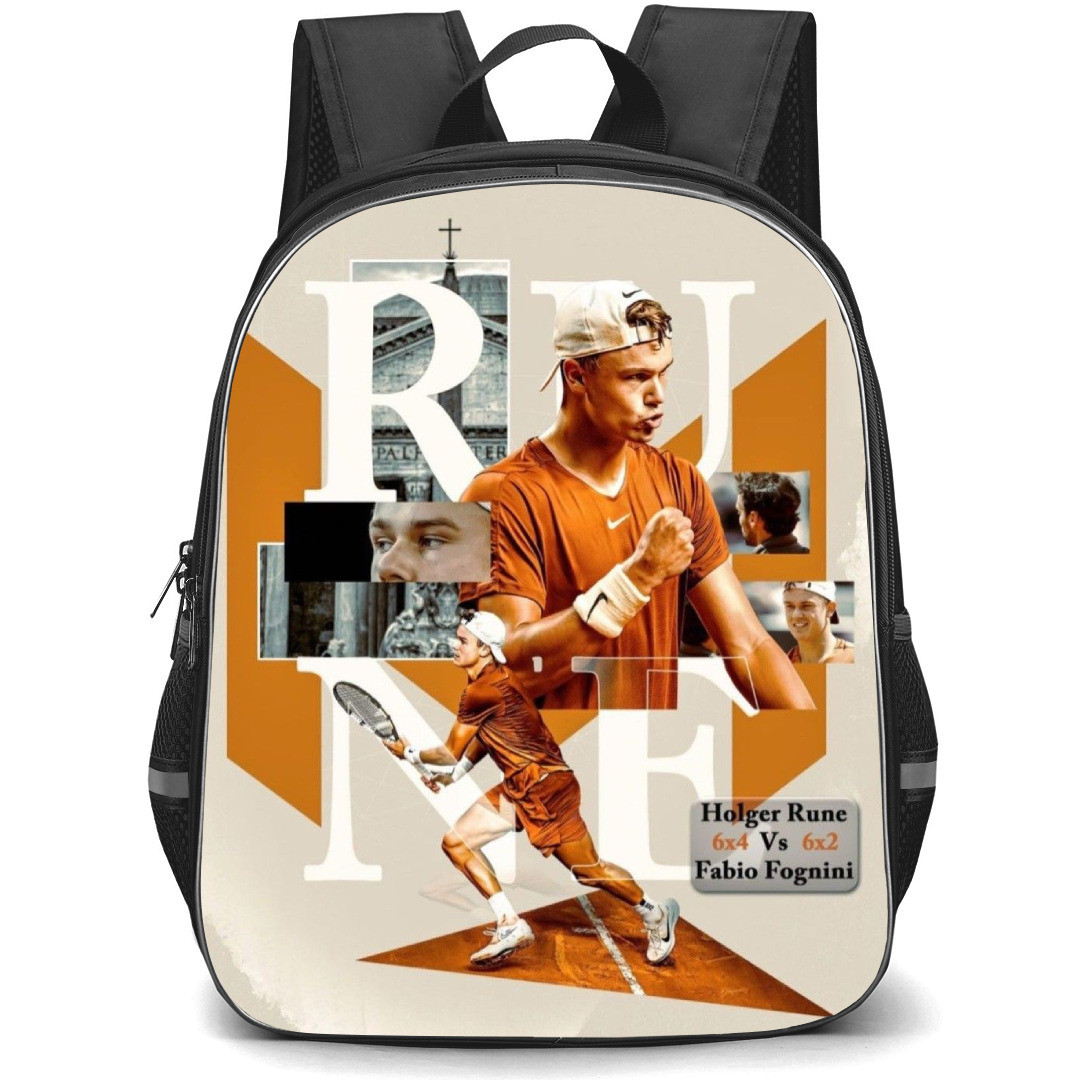 Holger Rune Backpack School Bag StudentPack - Holger Rune Fierce Running Collage Portrait Poster