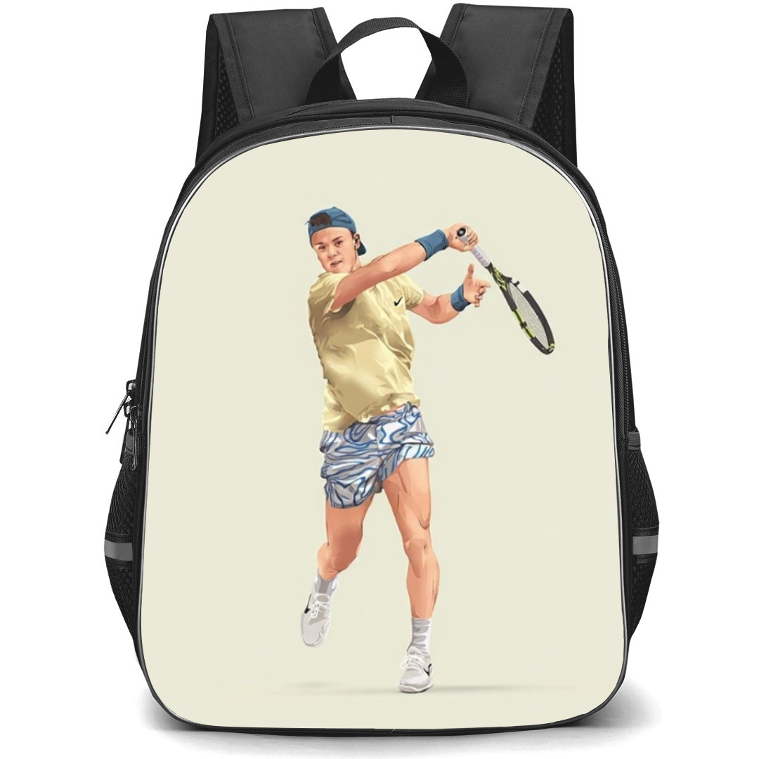 Holger Rune Backpack School Bag StudentPack - Holger Rune Strike Portrait Cartoon Art