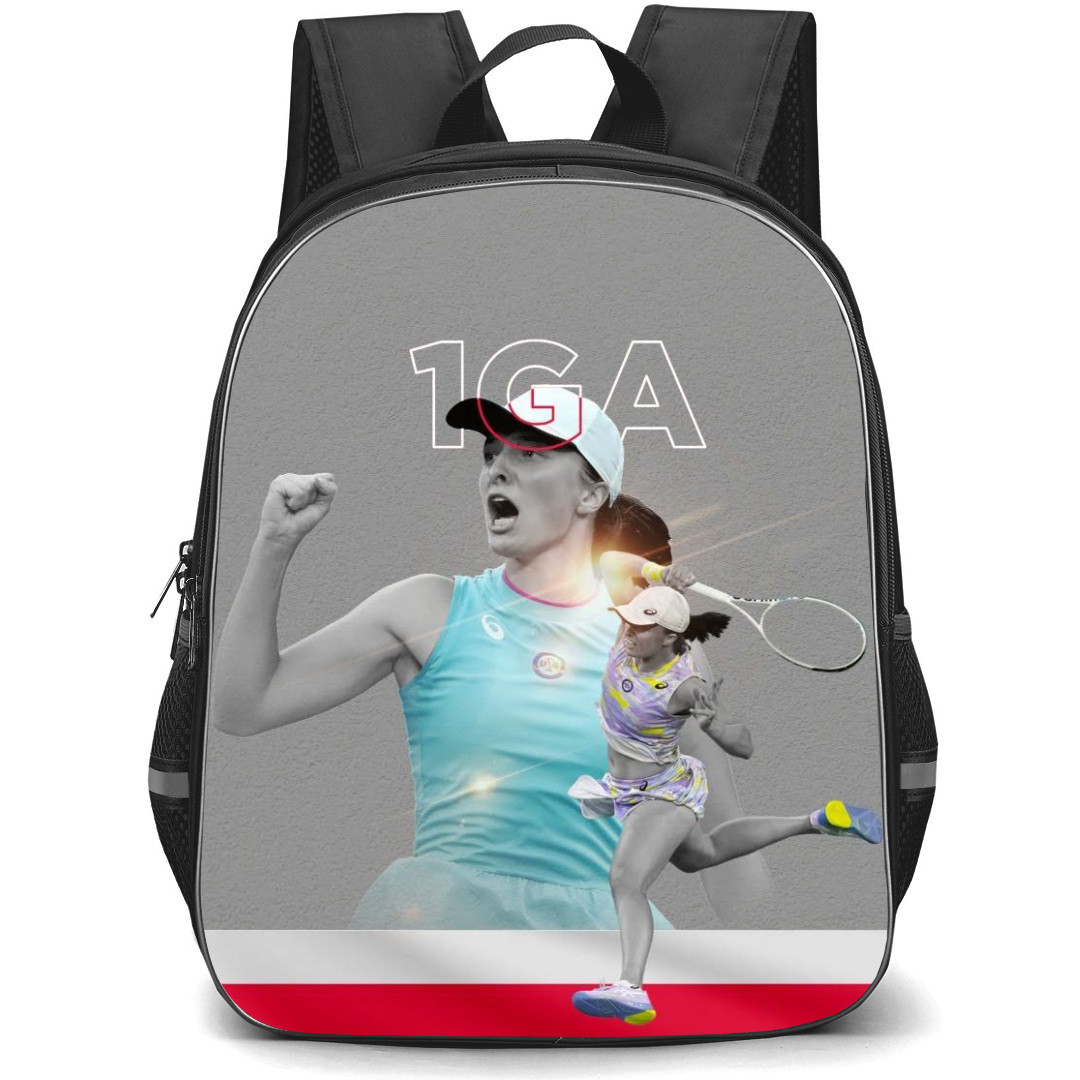 Iga Swiatek Backpack School Bag StudentPack - Iga Swiatek Celebrating Strike Portrait Gray Poster
