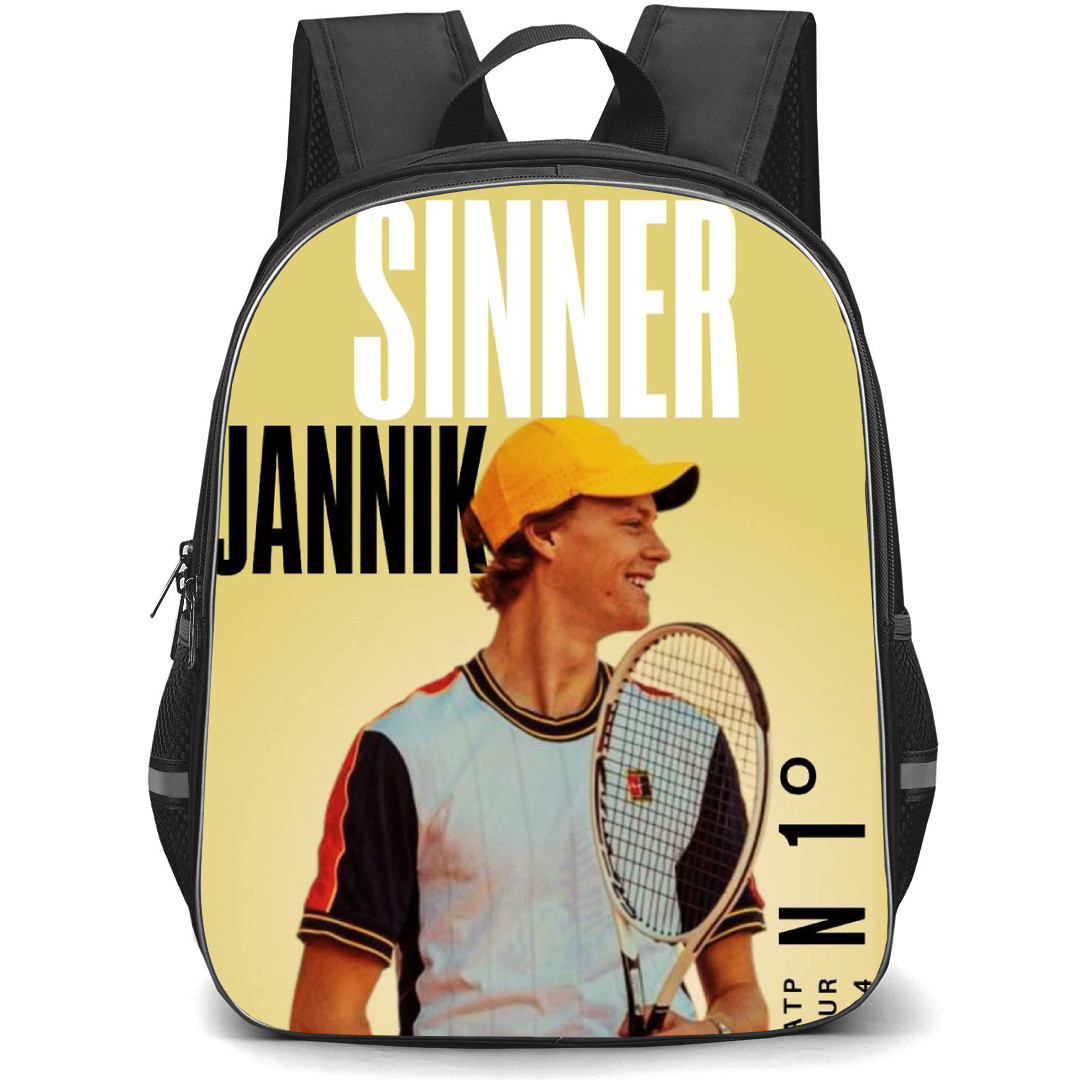 Jannik Sinner Backpack School Bag StudentPack - Jannik Sinner Holding Racket Smile Side Portrait Poster